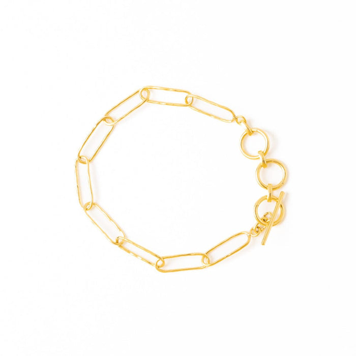 Joanne Brass Paperclip Chain Bracelet with Toggle Closure Bracelet