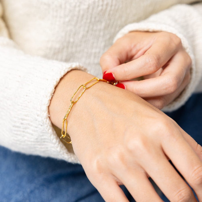Joanne Brass Paperclip Chain Bracelet with Toggle Closure Bracelet