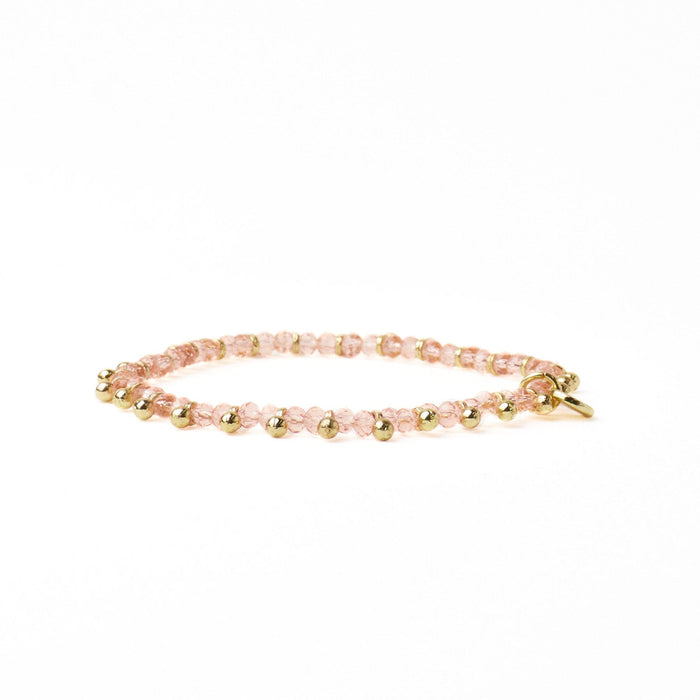 Kami Crystal With Brass Charm Stretch Bracelet Blush + Gold Stretch