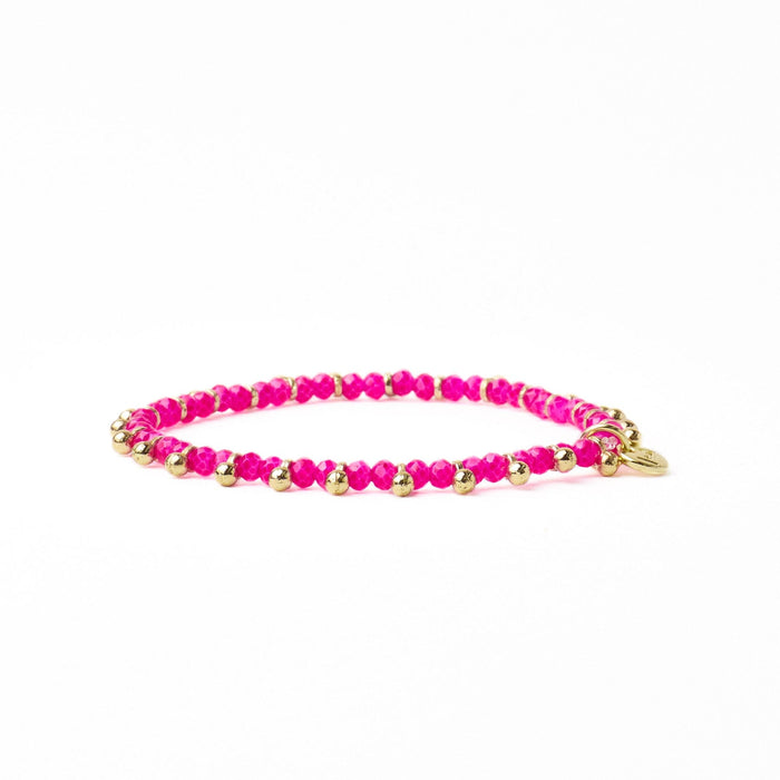 Kami Crystal With Brass Charm Stretch Bracelet Hot Pink + Gold Stretch