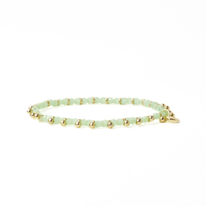 Kami Crystal With Brass Charm Stretch Bracelet Mint + Gold Stretch
