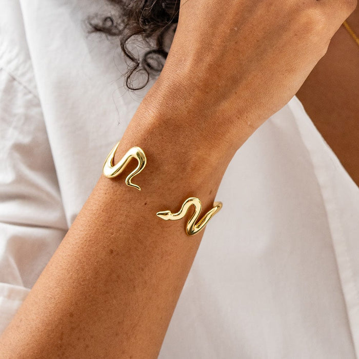 Kara Snake Cuff Bracelet Brass Cuff