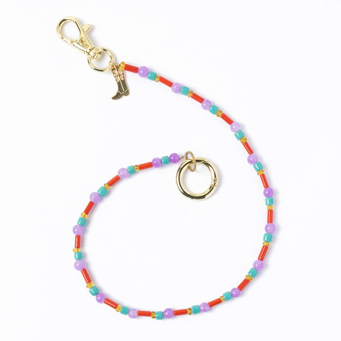 Kate Beaded Bag Charm with Brass Boot Key Ring + Bag Charm