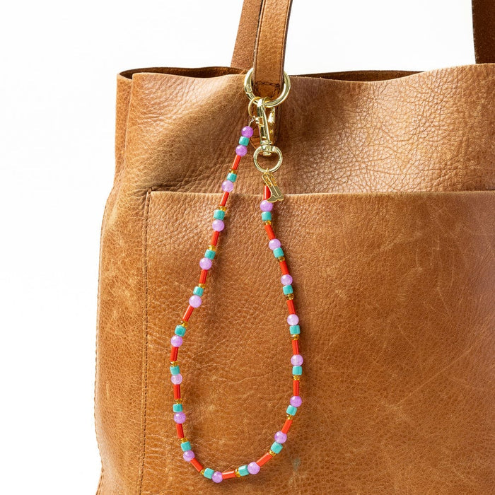 Kate Beaded Bag Charm with Brass Boot Key Ring + Bag Charm