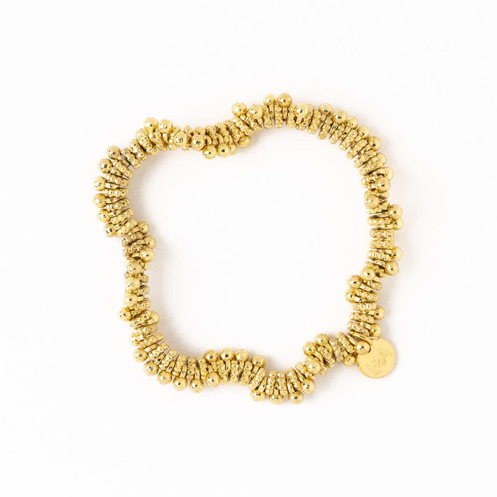 Kate Brass Round And Flat Beads Stretch Bracelet Stretch