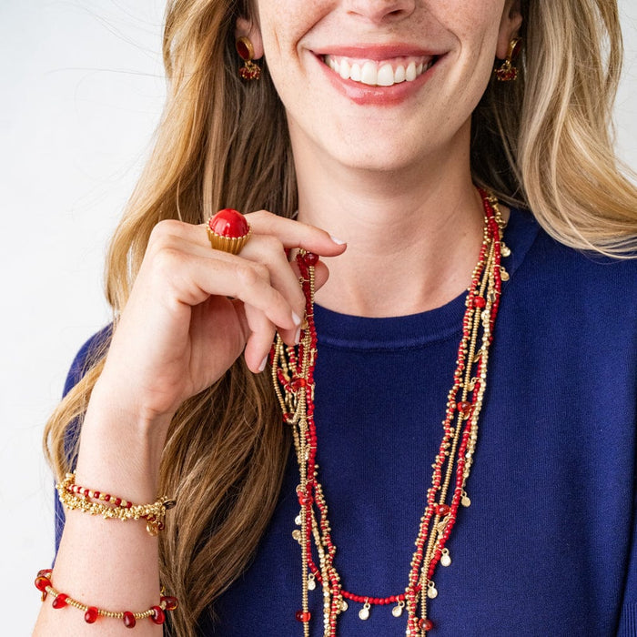 Kate Brass Round And Flat Beads Stretch Bracelet Stretch