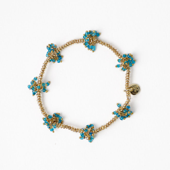 Kate Glass Cluster Beads Stretch Bracelet Aqua Stretch