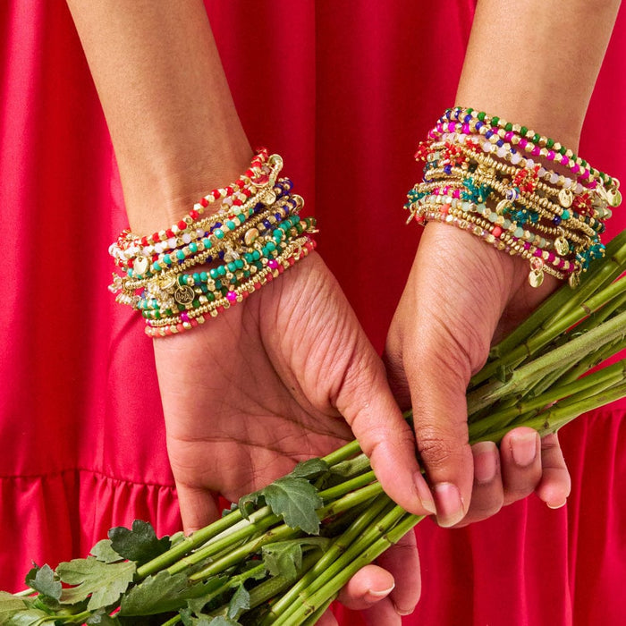 Kate Glass Cluster Beads Stretch Bracelet Aqua Stretch