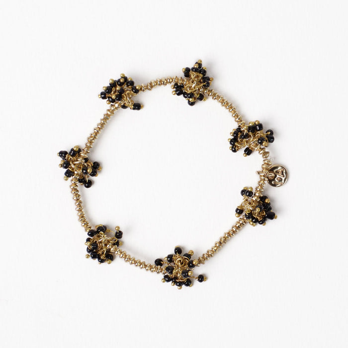 Kate Glass Cluster Beads Stretch Bracelet Black Stretch