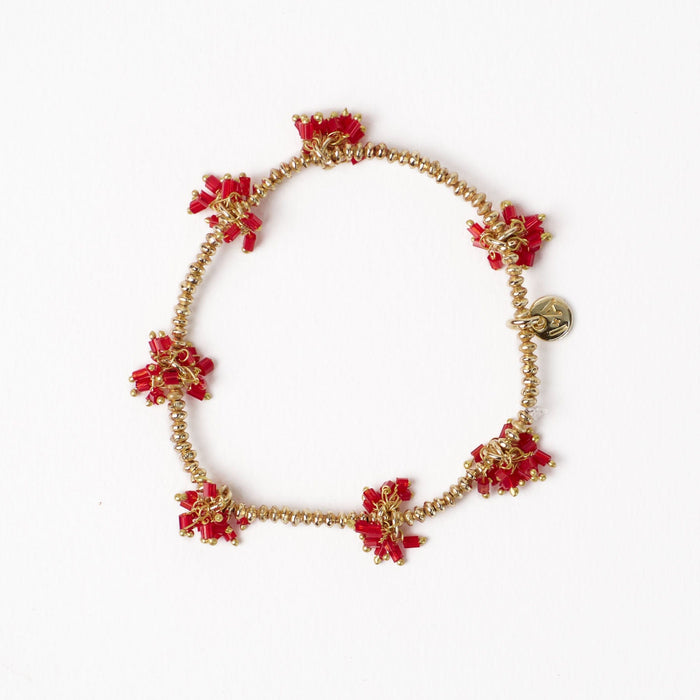 Kate Glass Cluster Beads Stretch Bracelet Red Stretch
