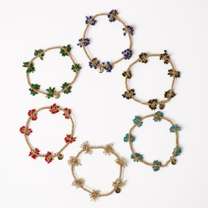 Kate Glass Cluster Beads Stretch Bracelet Red Stretch