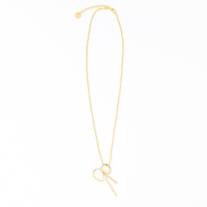Katie Large Bow Pendant Necklace Brass Pendant