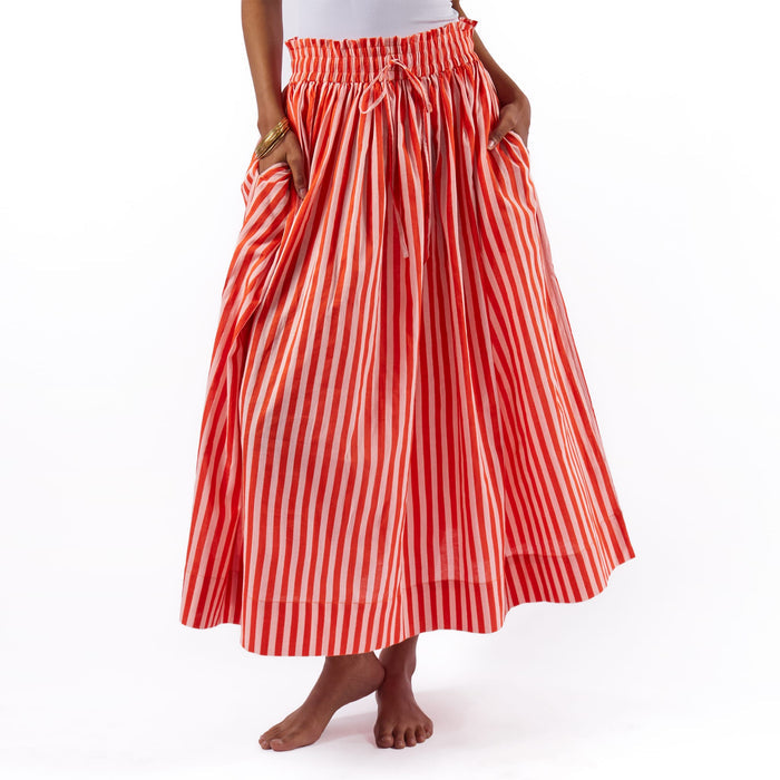 Keaton Stripe Skirt Coral + Blush Apparel