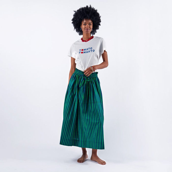 Keaton Stripe Skirt Navy + Kelly Green Skirt