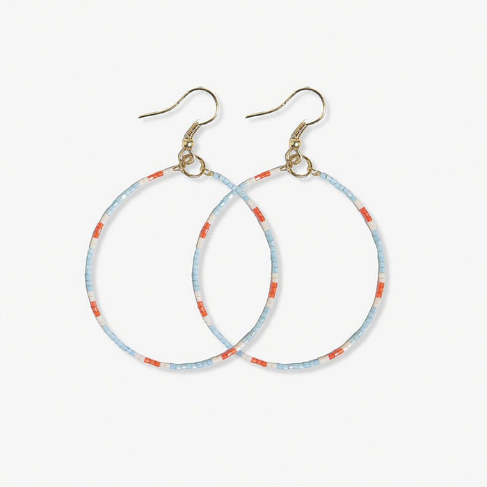 Kelly Dot Beaded Hoop Earrings Light Blue Earrings