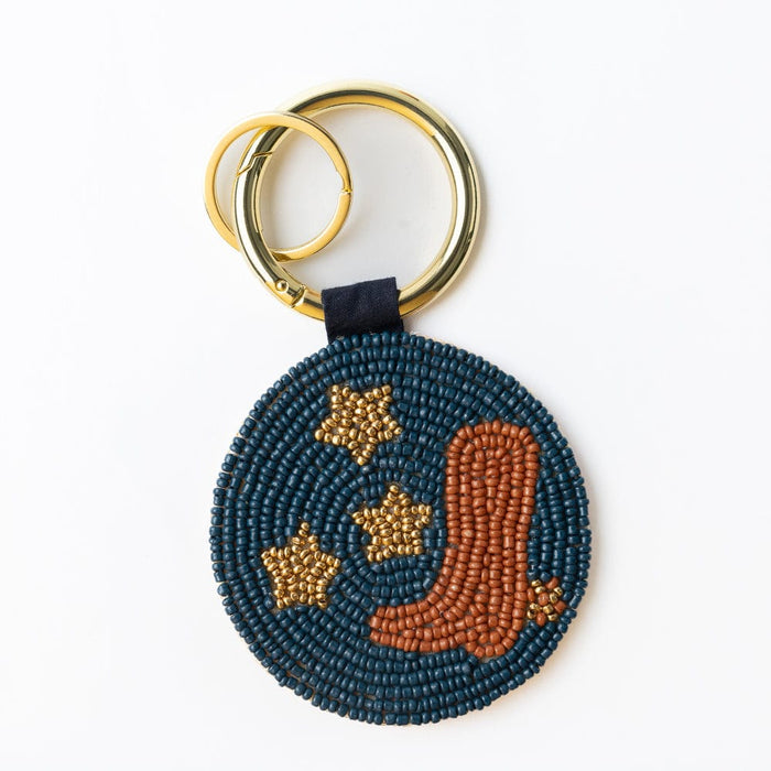 Kelsey Boot Seed Bead Bag Accessory Key Ring Navy Key Ring + Bag Charm