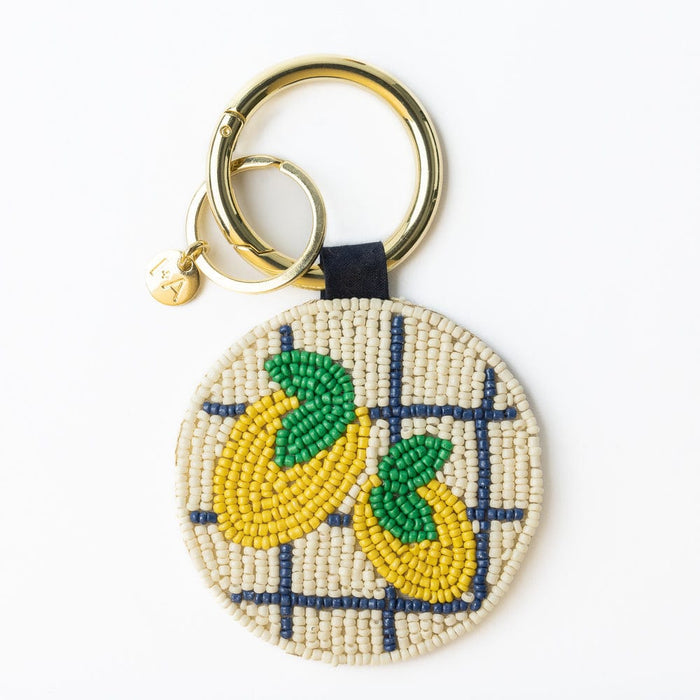 Kelsey Lemons Seed Bead Bag Accessory Key Ring Lemon Yellow Ivory Key Ring + Bag Charm