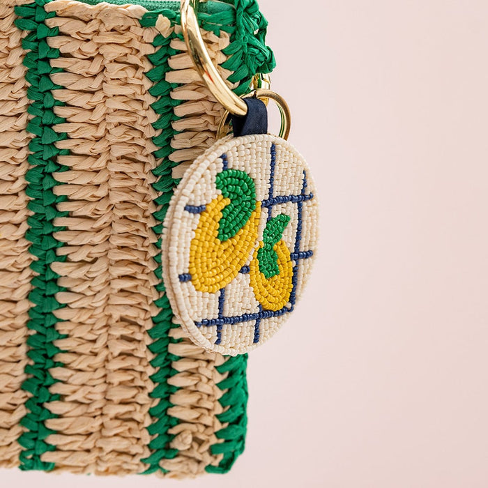 Kelsey Lemons Seed Bead Bag Accessory Key Ring Lemon Yellow Ivory Key Ring + Bag Charm