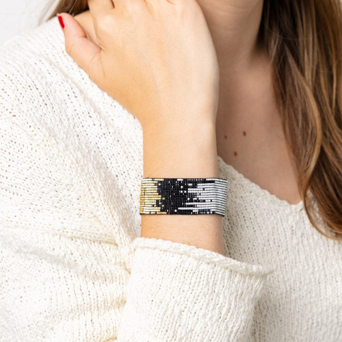 Kenzie Ombre Beaded Stretch Bracelet Black Stretch