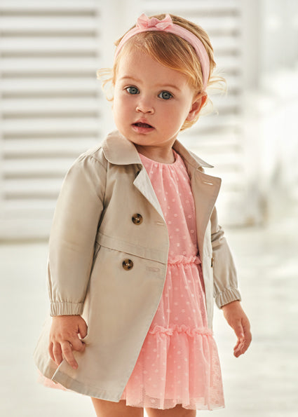 Khaki Baby Collared Trench Coat
