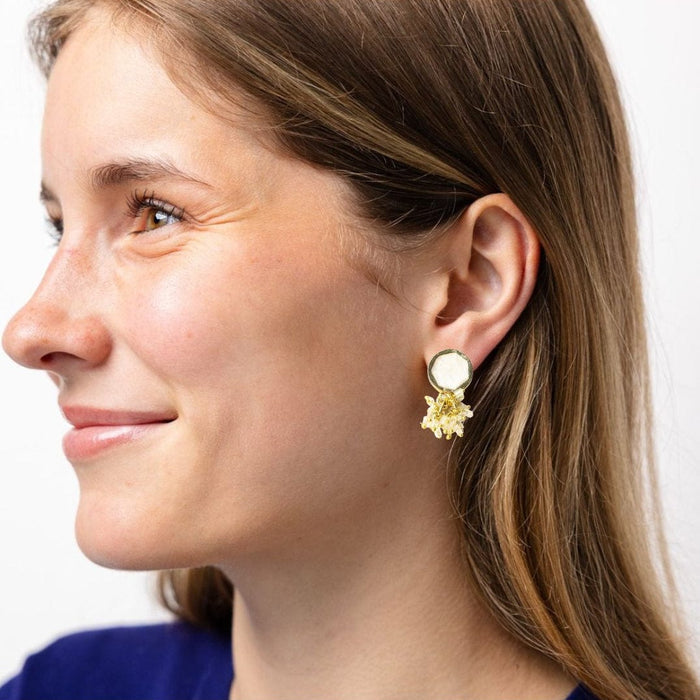Kimberly Enamel Earring White Drop