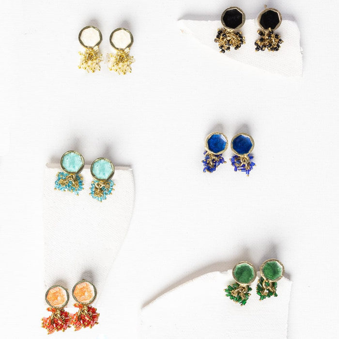 Kimberly Enamel Earring White Drop