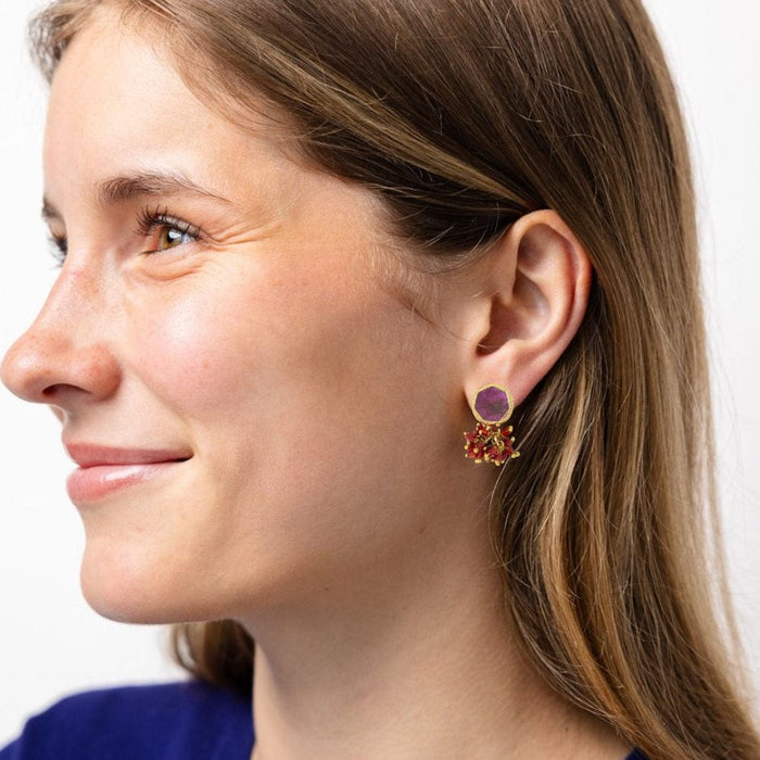 Kimberly Enamel Earrings Purple Drop