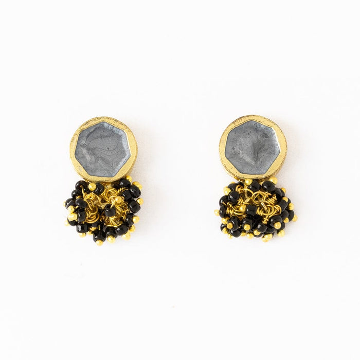 Kimberly Enamel Earrings Silver Grey Drop