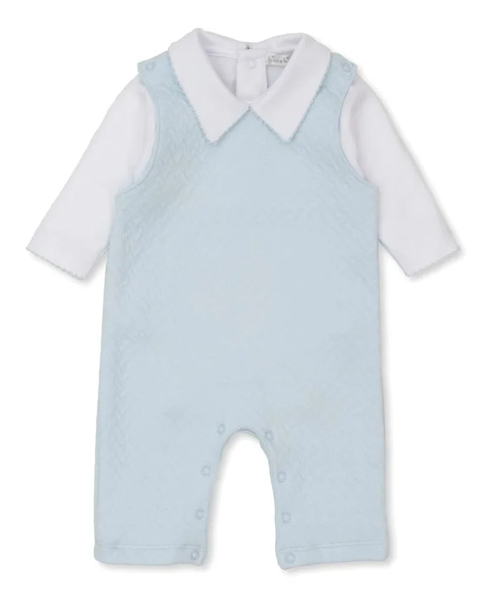 Kissy Blue Jacquard Overall Set
