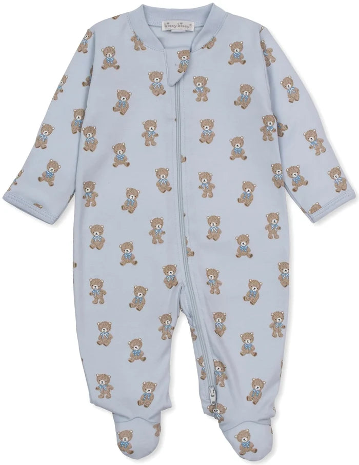 Kissy Blue Teddy Bear Club Zipper Footie