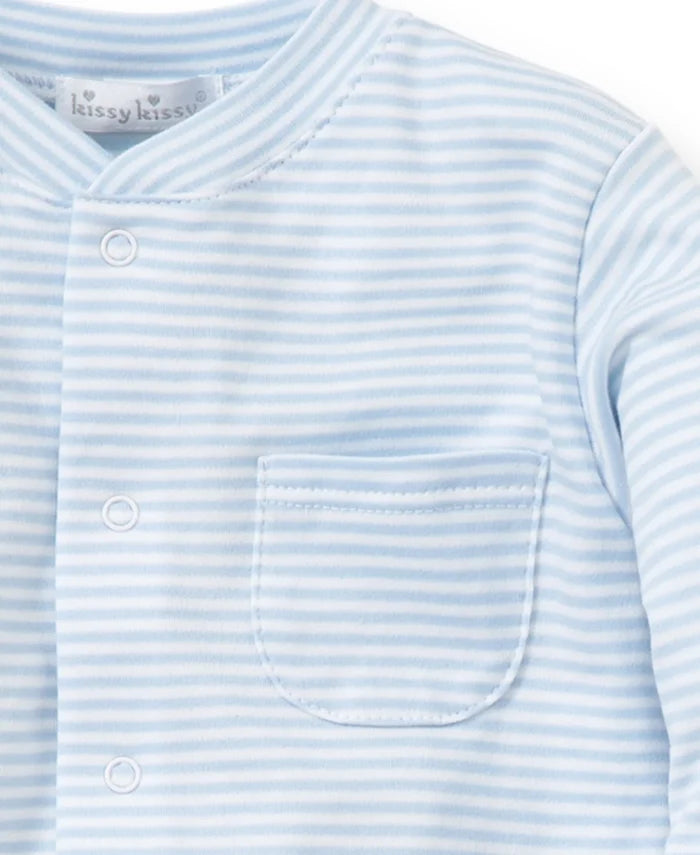 Kissy Light Blue Stripe Footie