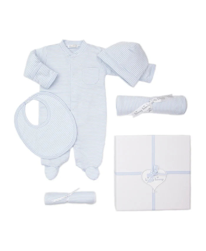 Kissy Lt Blue Striped 5 Piece Gift Set