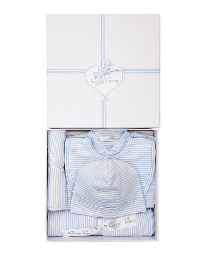 Kissy Lt Blue Striped 5 Piece Gift Set