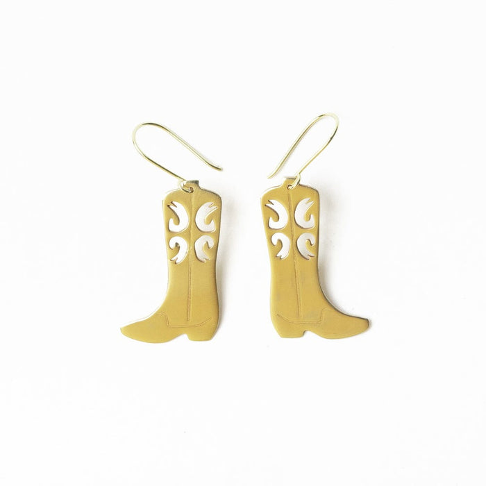 Lacey Boot Dangle Earring Brass Drop