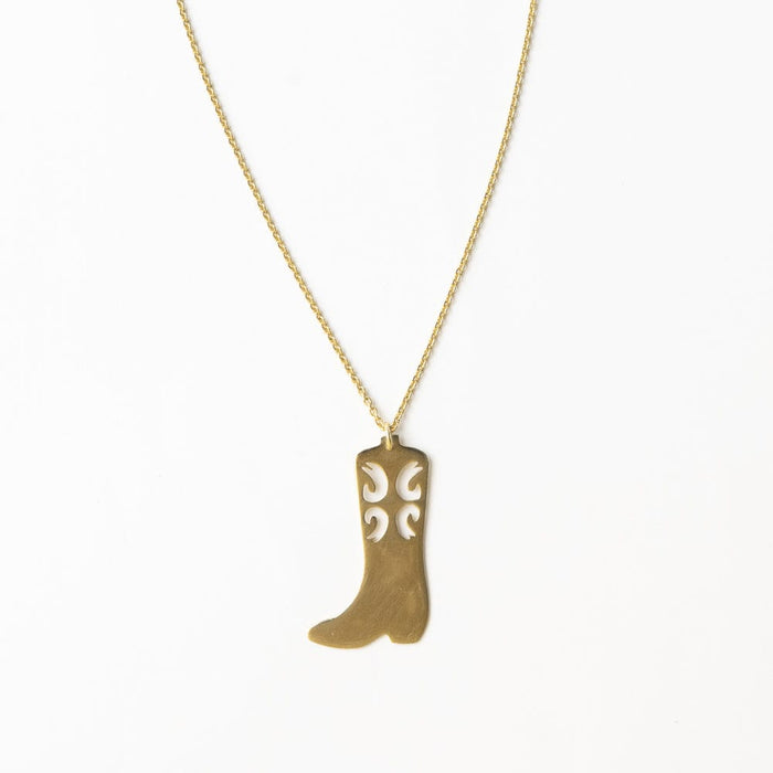 Lacey Boot Pendant Necklace Brass Pendant
