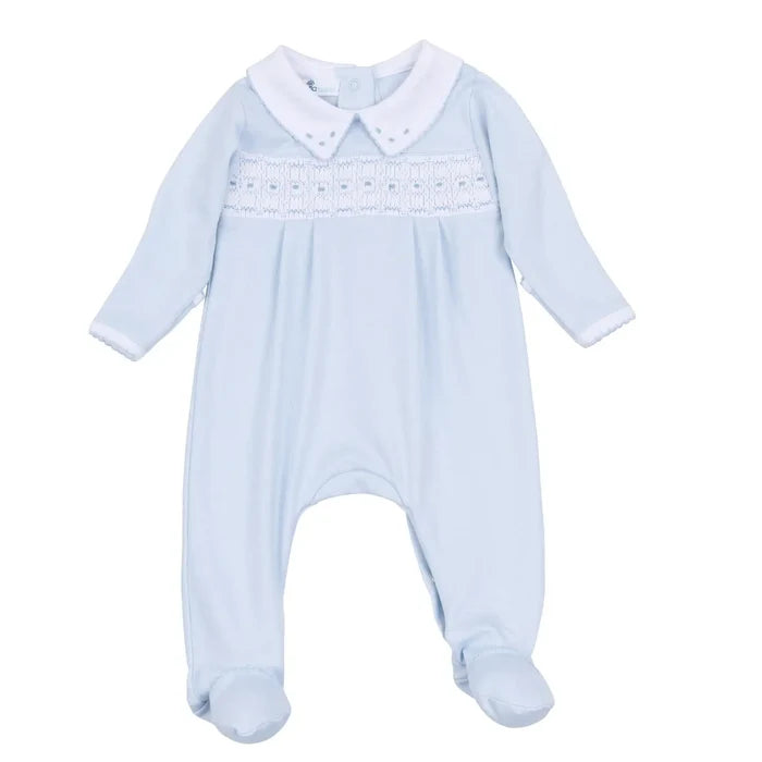 Landry Smocked Footie - Light Blue