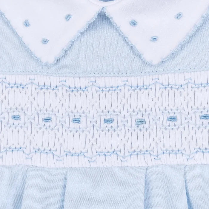 Landry Smocked Footie - Light Blue