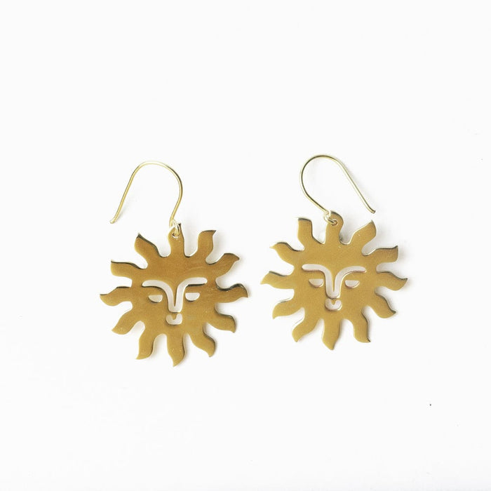 Lane Sun Dangle Earrings Brass Drop