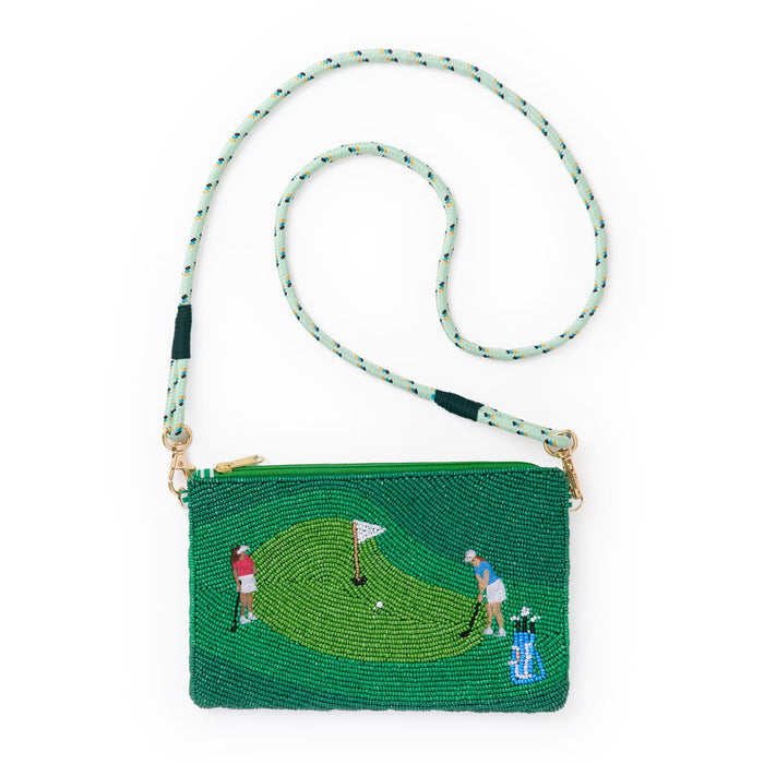 Leila Golf Seed Bead Clutch With Strap Bag