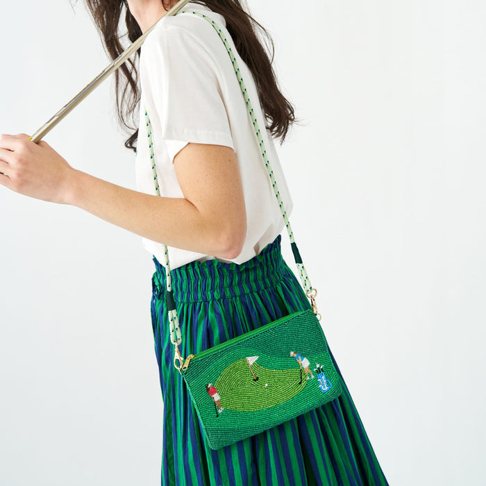 Leila Golf Seed Bead Clutch With Strap Bag