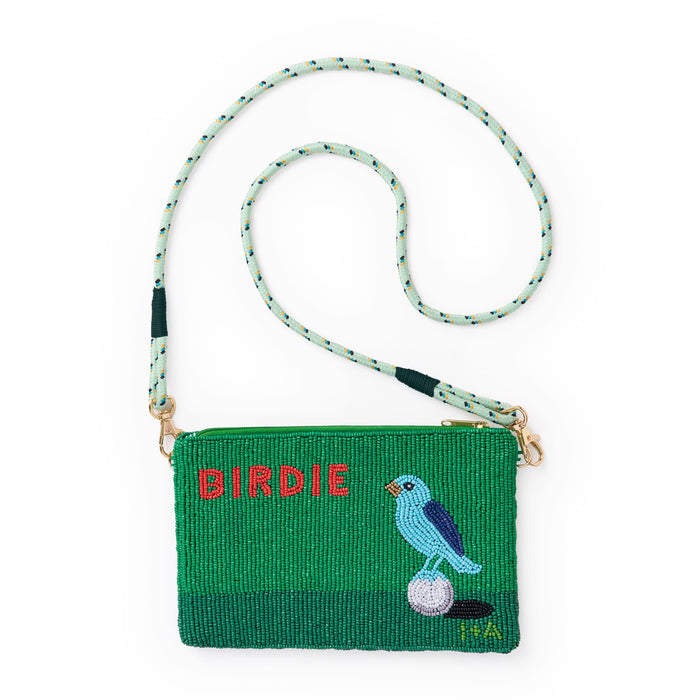Leila Golf Seed Bead Clutch With Strap Bag