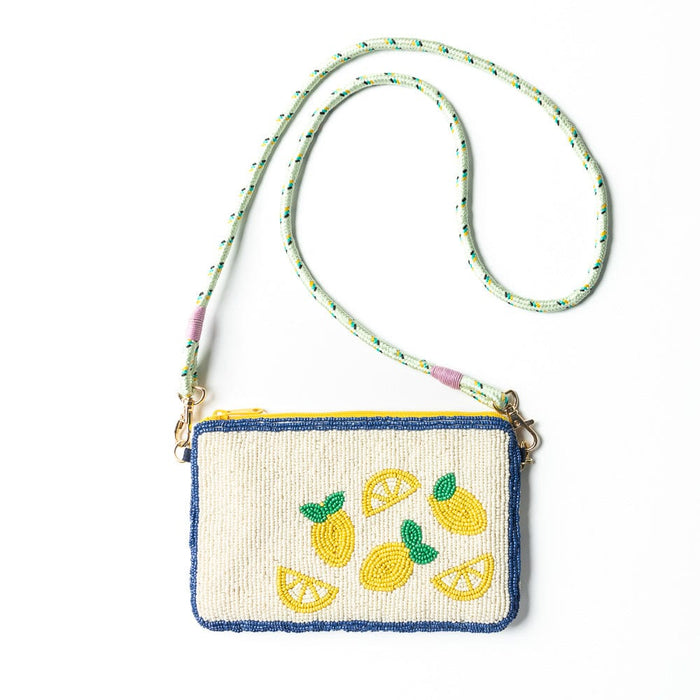 Leila Lemons Seed Bead Clutch With Strap Crossbody