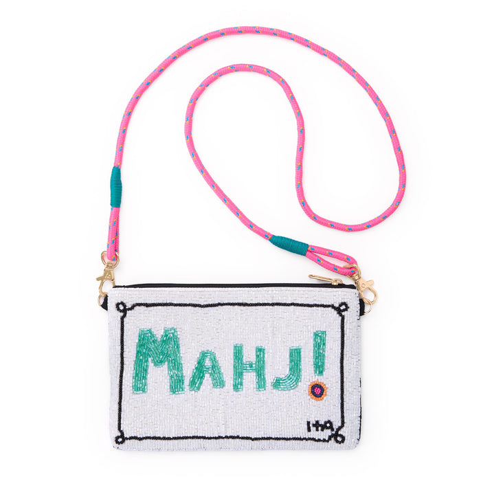 Leila Mahjong Seed Bead Clutch With Strap Bag