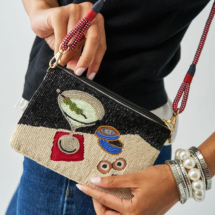 Leila Martini + Caviar Seed Bead Clutch Bag