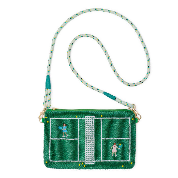 Leila Tennis Seed Bead Clutch With Strap Bag