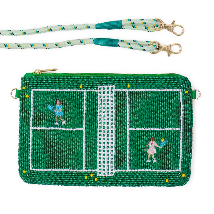 Leila Tennis Seed Bead Clutch With Strap Bag