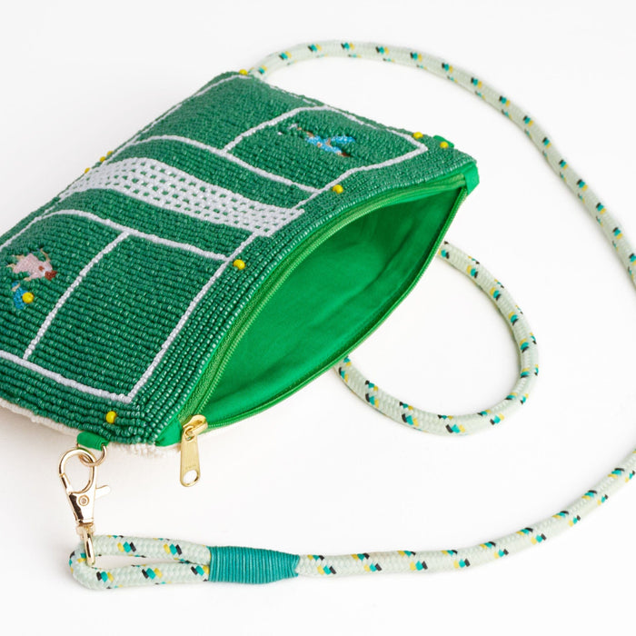 Leila Tennis Seed Bead Clutch With Strap Crossbody