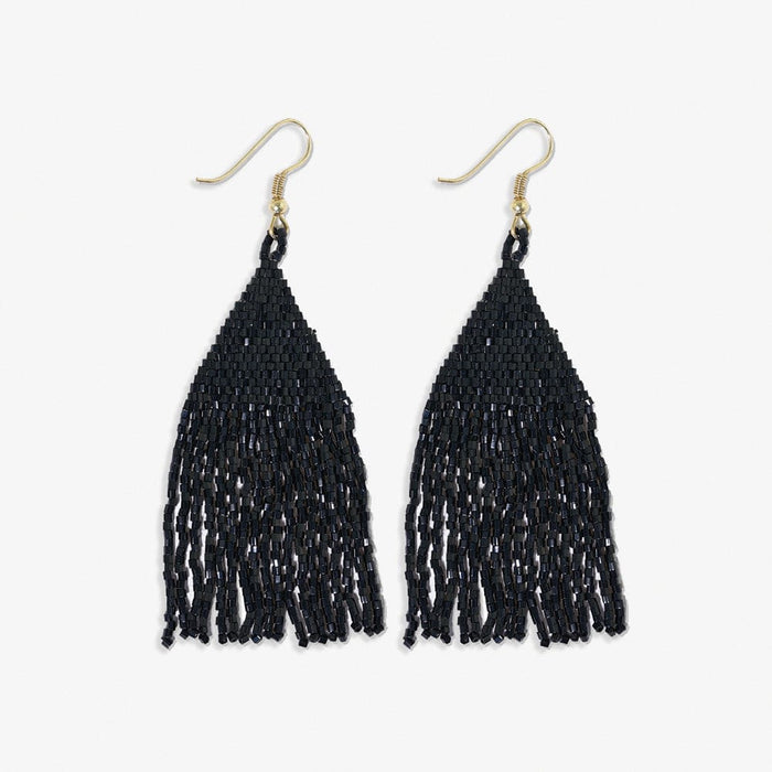 Lexie Solid Beaded Fringe Earrings Black Earrings