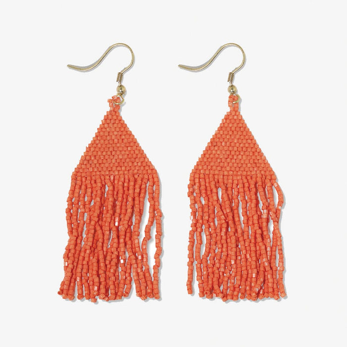 Lexie Solid Beaded Fringe Earrings Coral