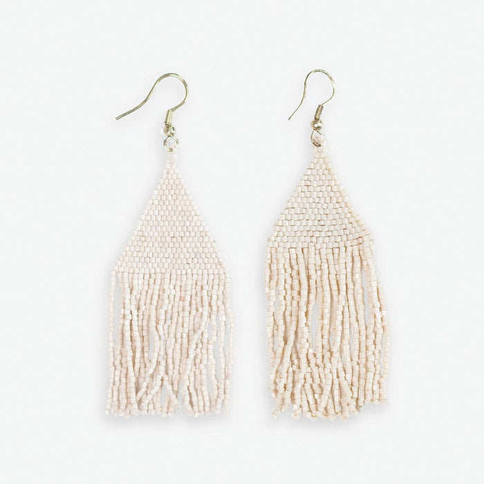 Lexie Solid Beaded Fringe Earrings Cream Earrings